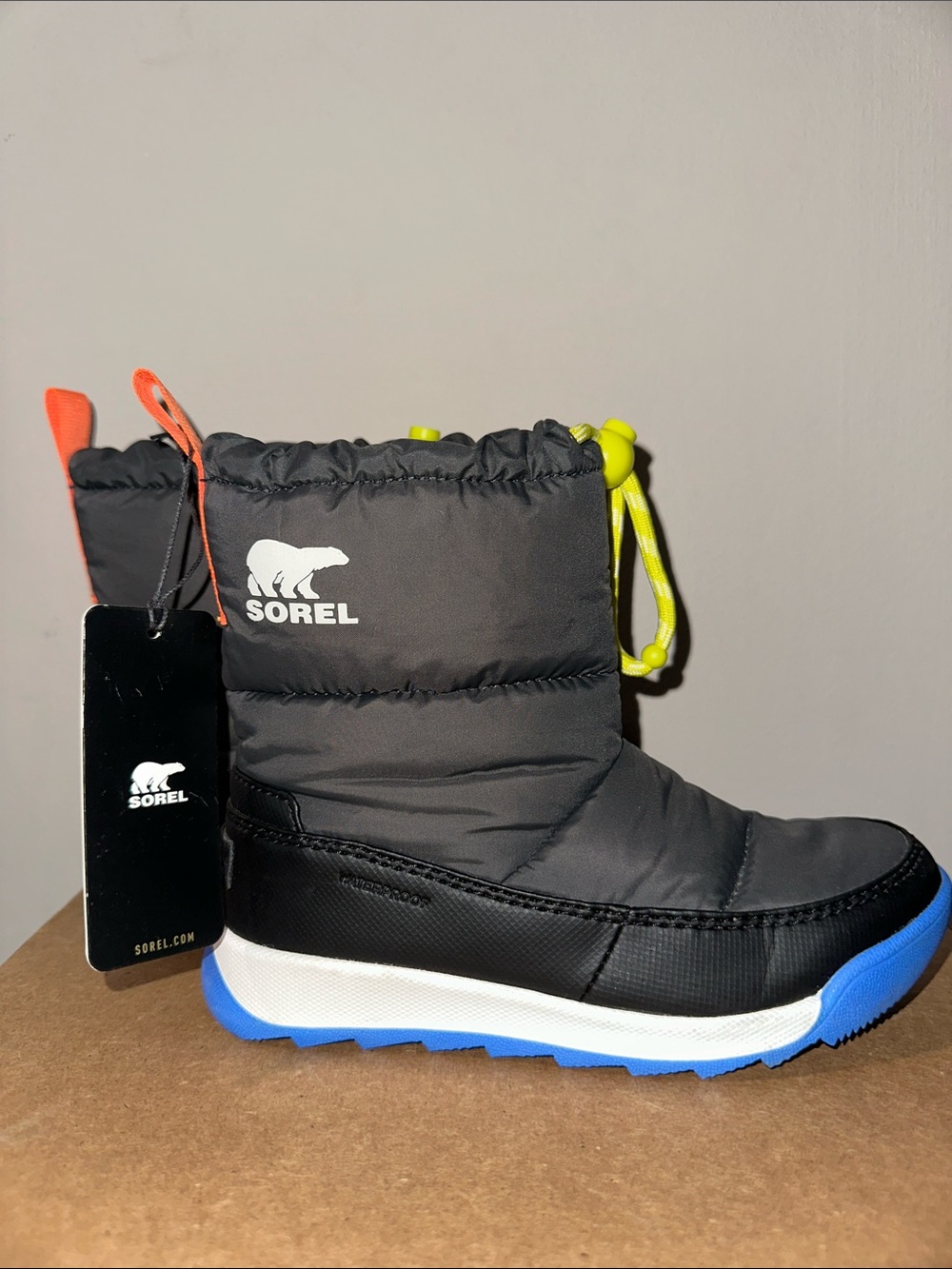 Sorel Kids Puffy Black Mid Boots, Rain & Snow Boots, 12T Unisex